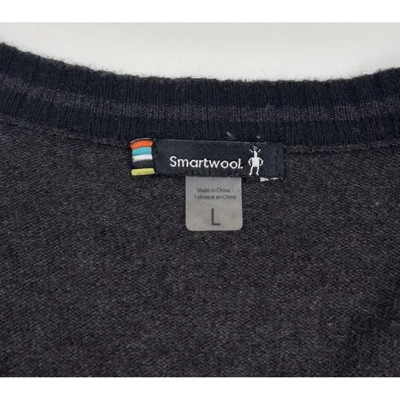 Smartwool Men's L Dark Gray Sparwood Wool Blend Knit Cardigan Sweater‎